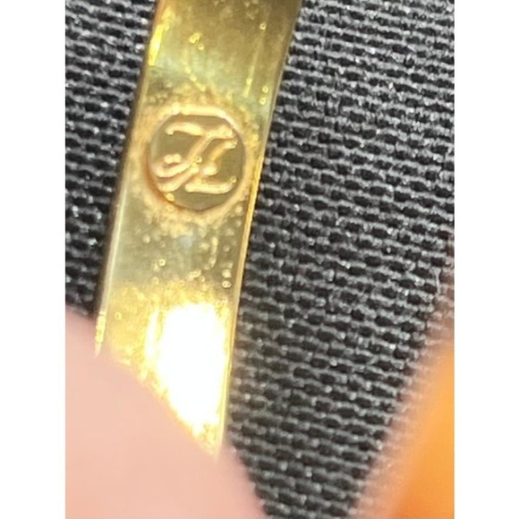 Karl Lagerfeld Signed Large Heavy Gold Plated Hoop Earrings - Picture 10 of 14